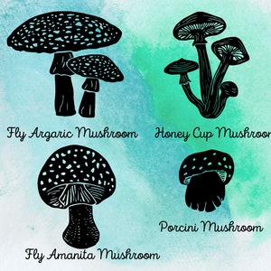 Rubberstempel bospaddestoel, natuurstempel, bosstempel, bosthemastempel, schimmelstempel, dagboekplanner, botanische illustratiestempel