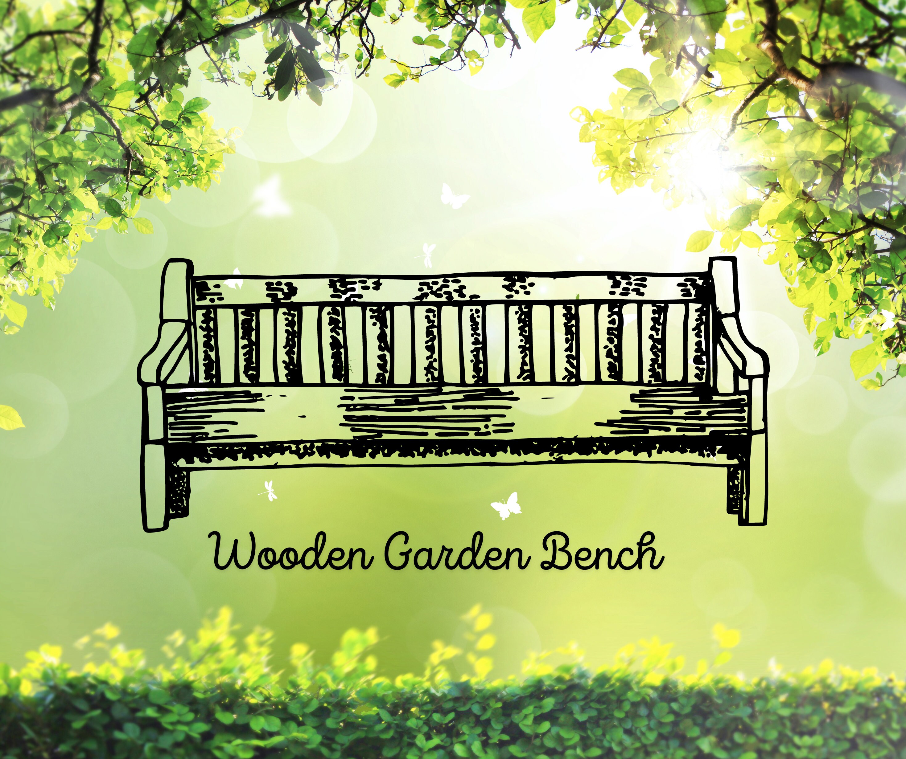 Wooden Bench Garden Bench Rubber Stamp, Park Theme Stamp, Secret Garden Stamping, Scrapbooking DIY Crafts, Garden Bench