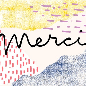 French Merci Rubber Stamp, Thank You Stamp, Phrase Stamp, French Thank You, DIY Thank You Card, DIY Stationery, Scrapbooking, Script