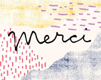 French Merci Rubber Stamp: Elegant Script Thank You