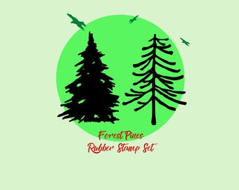 Pine Tree Rubber Stamp Set: Woodland Forest Scene, DIY Crafts