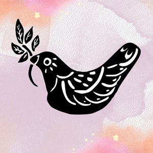 Sello de goma de paloma de la paz, suministro de artesanía diy, sello de pájaro hecho a mano, tema de la naturaleza, scrapbooking