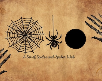 Set Spider & Web Rubber Stamp: Halloween Haunted Scrapbooking Kit