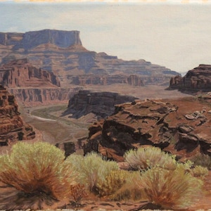 Lungo il fiume Green, 9x12&quot; olio su lino