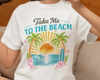 Beach Vacation Shirt, Take Me to the Beach T-shirt | Tropical Cruise Wave & Sun Design