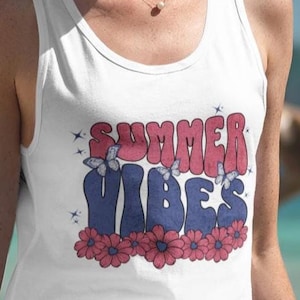 Summer Vibes Racerback Tank Top: Beach Vacation Apparel