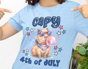 Capy 4th of July Capybara Tee | Patriotic Bubblegum Capybara Shirt