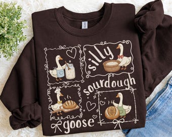 Sourdough Silly Goose Sweatshirt, Coquette Doodle Style Bread Baker Gift