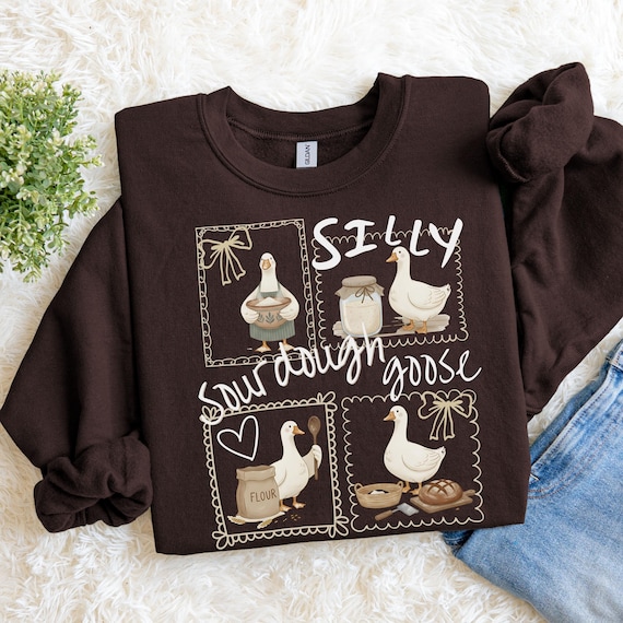 Silly Goose Sourdough Baker Doodle Sweatshirt, Coquette Goosey Bread Baking Gift