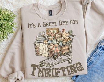 Thrifting Cart Vintage Shirt Sweatshirt | Discount Store Shopper, Retro Shopping