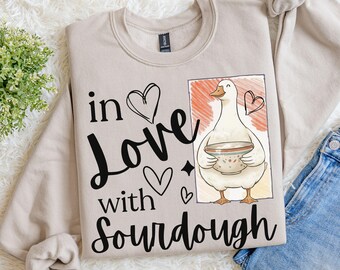 Silly Goose Sourdough Baker Sweatshirt, Cute Doodle I Love Bread Baking Gift