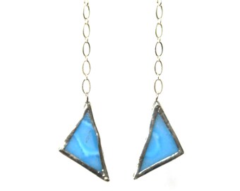 Chain Linked Earring- Blue Triangle Earring