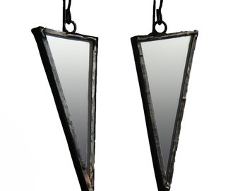 Mirror triangle Stained Glass geometric statement modern and minimal earring