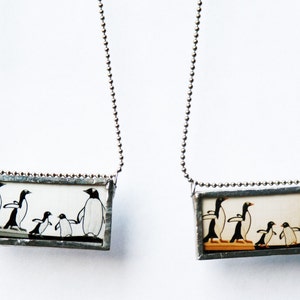 PENGUIN PENDANT - penguin necklace -  subway mosaic pendant
