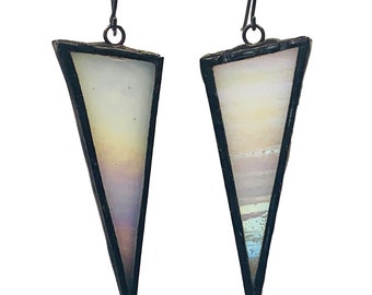 Iridescent Stained Glass Earrings- Triangle Earrings