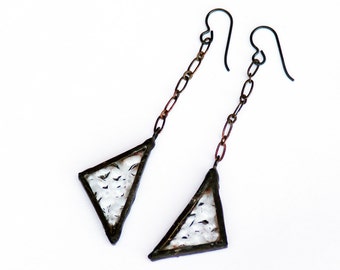 EARRINGS - Stained Glass Earrings, Triangular Earrings