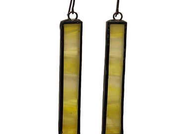 Stained Glass Earrings- Yellow Rectangle Earrings