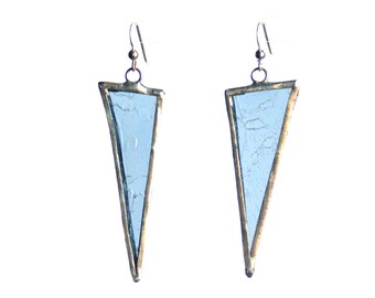 Triangle Blue Earrings are Geometric Minimalist and Contemporary great Gift for Her