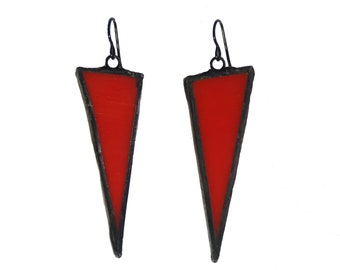 Red Stained Glass Triangle Earring make a colorful and modern Statement piece