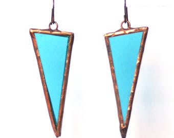 Triangle Earrings, Glass Triangle Earrings, Turquoise Earring