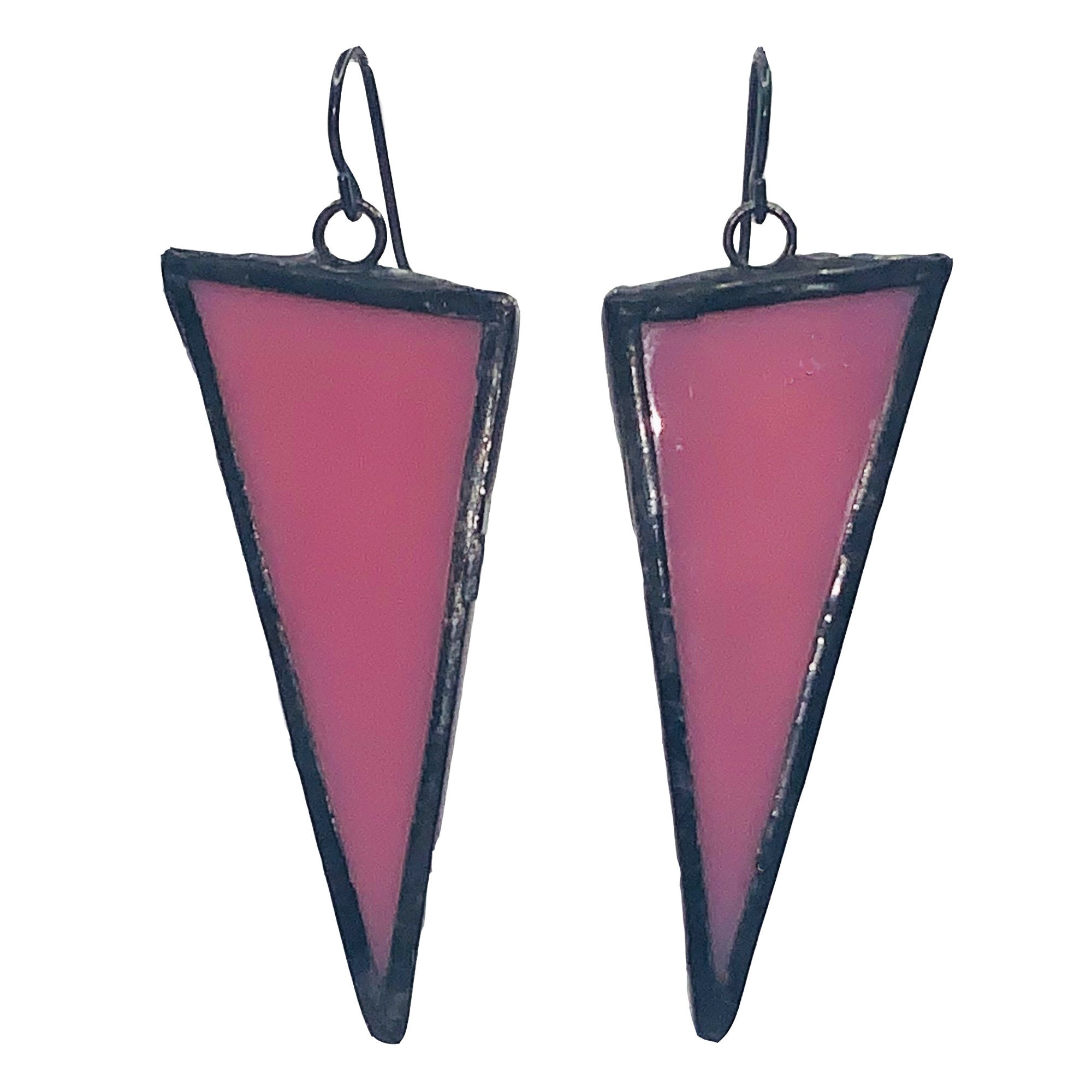 Pink Triangle Earrings Stained Glass Earrings Etsy