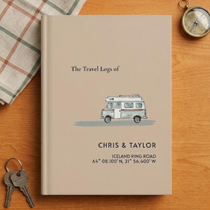 "Personalisiertes Reisetagebuch ""RV Road Trip"" Geschenk für Camper Van Liebhaber Benutzerdefiniertes Erinnerungsbuch Aquarell Van Design Paar Abenteuerlog."