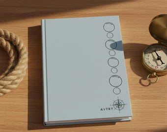 Marine Biologist Gift Hardcover Journal Minimalist Bubble Art Scuba Diving Log Notebook Personalized Custom Name Ocean Field Notes
