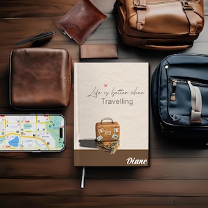 Personalised Travel Journal Hardcover Wanderlust Diary Gift for Him Her Friend Vacation Memory Notebook Trip Keepsake Book for Travelers