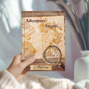 Carnet de voyage personnalisé à couverture rigide, carte au trésor, création d'une aventure pour ami, carnet de notes de voyage diplômé