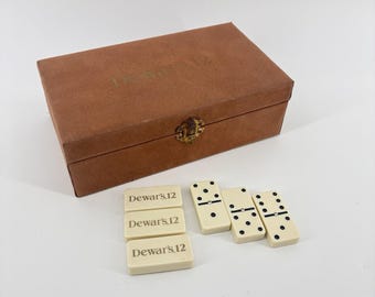 Set di domino Dewar's 12 Scotch Whisky – Doppio 9 con custodia – Oggetto da collezione pubblicitario