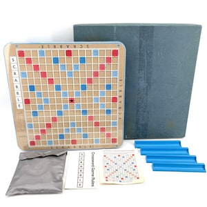 Scrabble Deluxe Turntable Edition de 1977 – Selchow Righter – Completo – Suportes Azuis (STa)