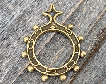 Antiqued Gold Finger Rosary Ring from Lourdes France, French Antique Replica Dizainier, Pray the Rosary Historic Reproduction, Pocket Rosary