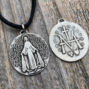 Große französische wundertätige Medaille, antike Replik, Anhänger-Halskette, Durch die Künstler PCH & JB, Wundertätiges Medaillon aus Frankreich MM1