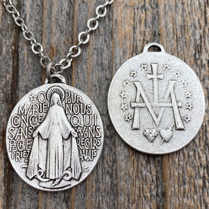 Große französische Wundertätige Medaille, antike Replik, Anhänger an Halskette, Durch die Künstler PCH & J Balme, Wundertätiges Medaillon aus Frankreich MM1