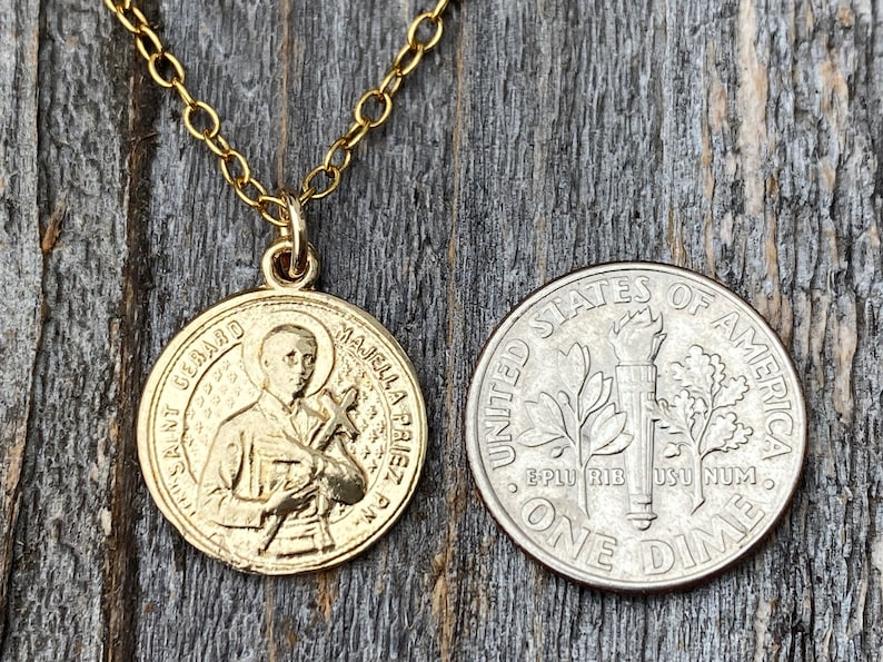Gold St Gerard Majella Medal and Necklace by French Artist Etsy