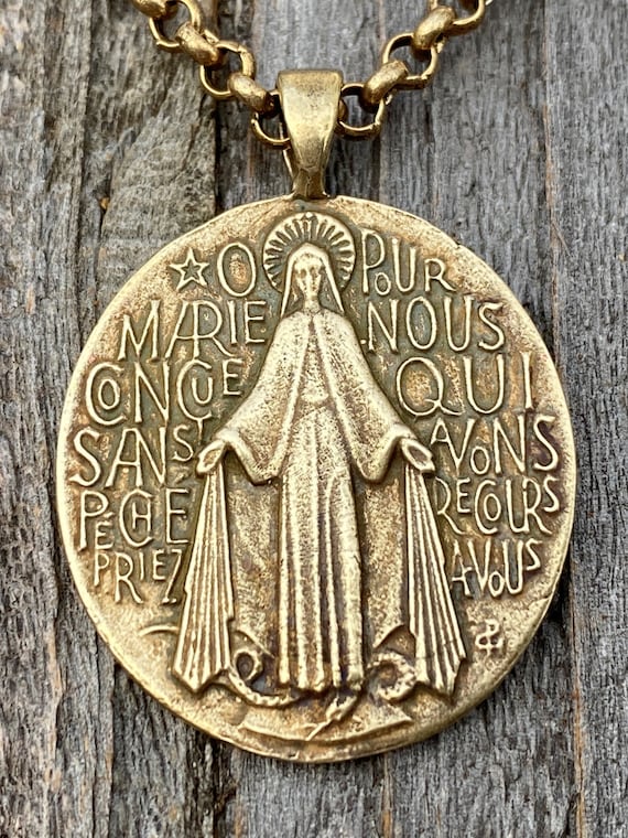 Sterlingsilber Wundertätige Maria Medaille - Madonna Anhänger Kette Mit