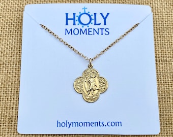Gold Bronze St. Raphael the Archangel (Angel of Healing) Antique Replica Pendant Patron Saint of the Sick