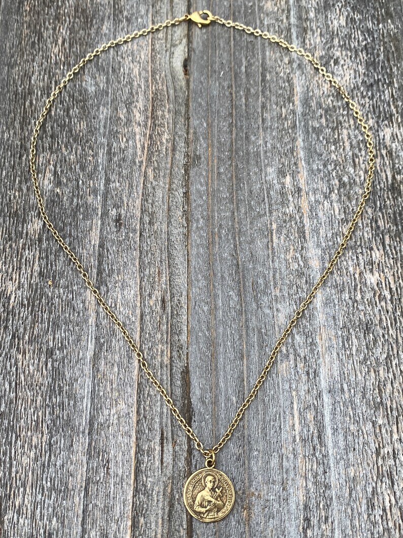 Antiqued Gold Saint Gerard Majella Medal Necklace French Etsy