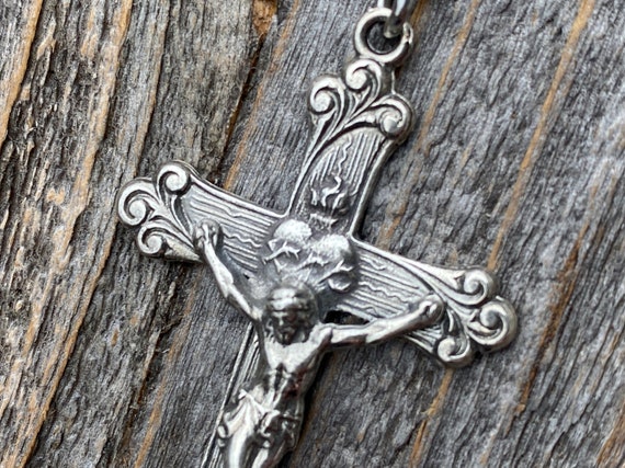 Cross Charm Oval with Inset Antiqued Cross Design Sterling Silver Cross Charm Oval with Inset Antiqued Cross Design Sterling Silver