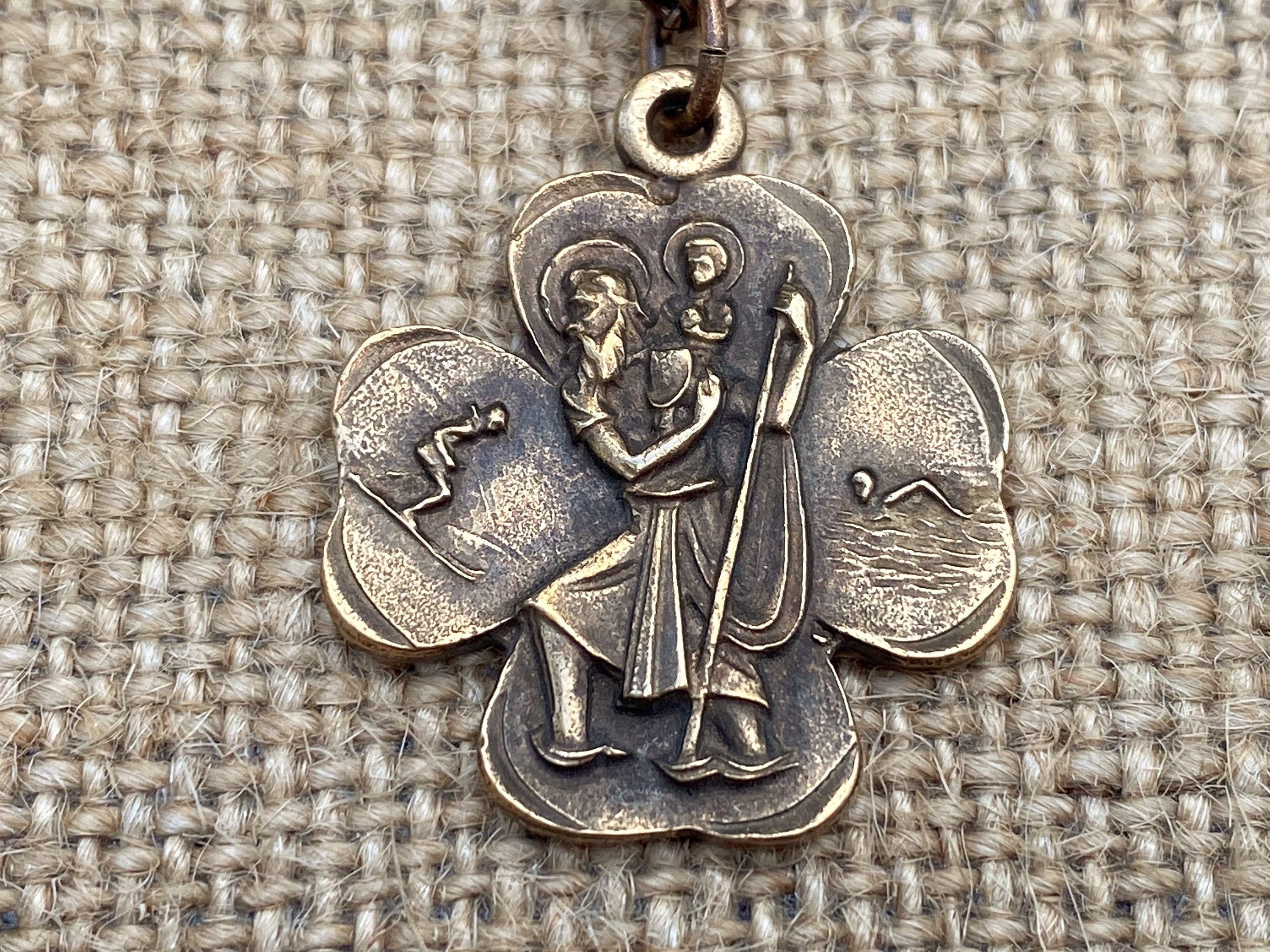 Bronze St. Christophorus Medaille Anhänger Halskette, antike Replik,  Schutzpatron der Reisenden, Schutzpatron der sicheren Reisen, Geburtsname  Reprobus - .de