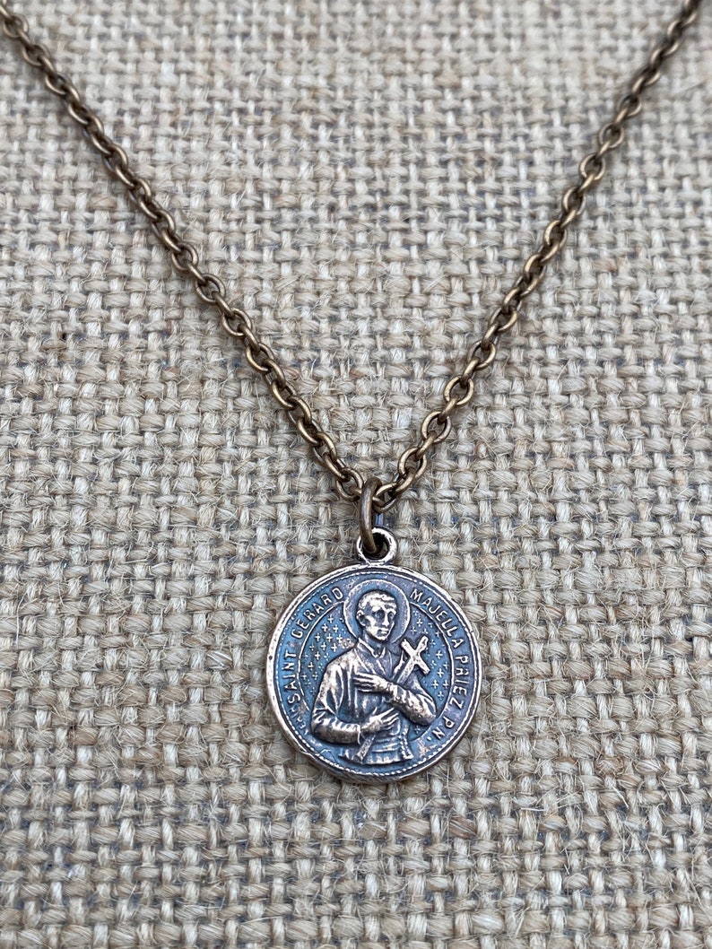Bronze Saint Gerard Majella Medal Pendant Necklace French Etsy