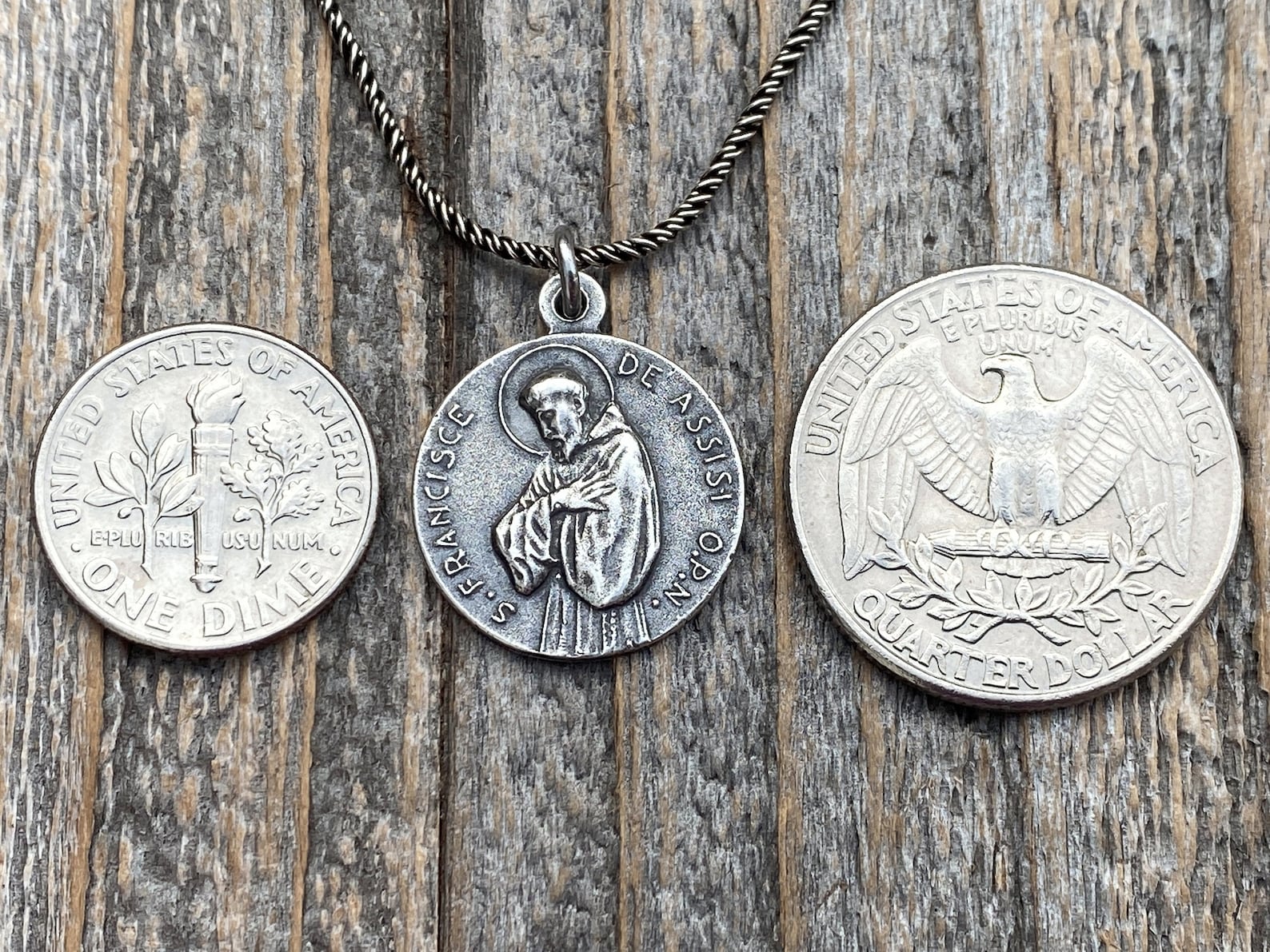 Sterling Silver St Francis of Assisi Blessing Medal Pendant on Necklace ...