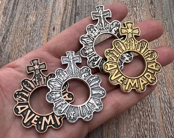 アンティークフランス製マザーオブパールシルバーロザリオ：天使の