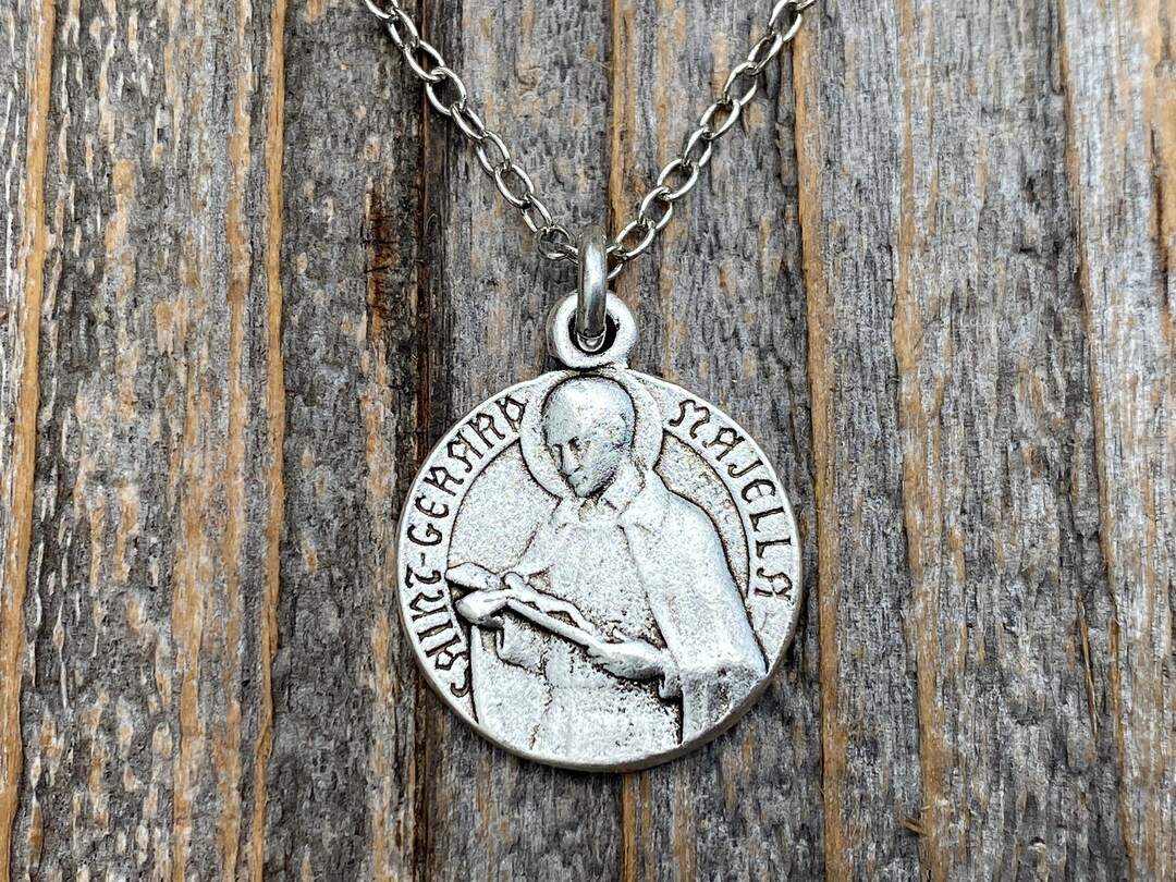 Silver St Gerard Majella Medal Pendant on Necklace, by French Artist ...