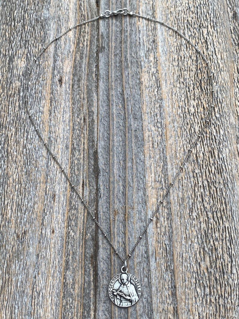 Antiqued Pewter St Gerard Majella Medal Pendant Necklace, French Artist ...