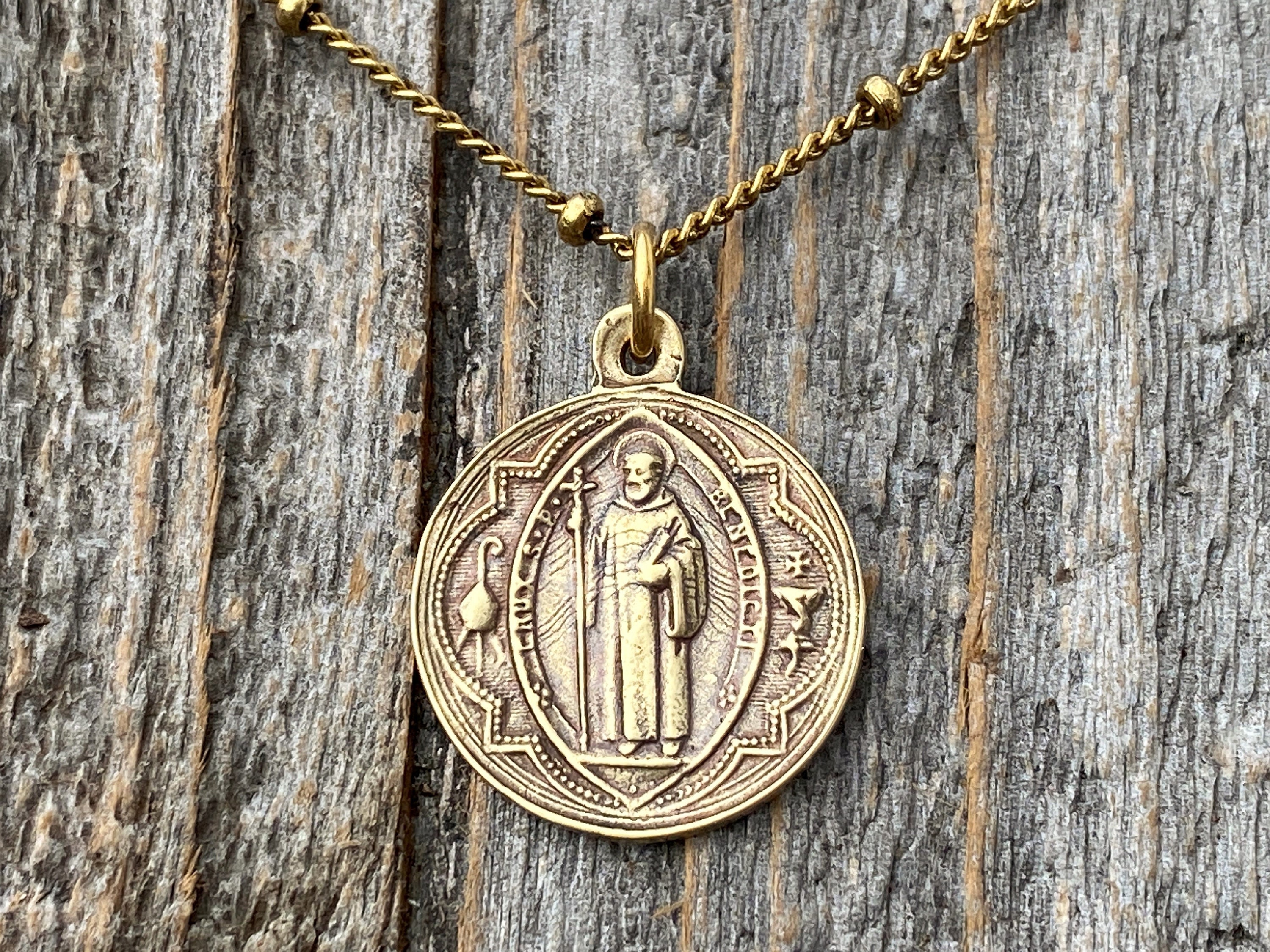 Saint Benedict Medals Lot of 8 Crux S P Benedicti Vade Retro Satana Antique  Pilgrim Medallion Fob Vintage Oxidised Religious Jewellery 