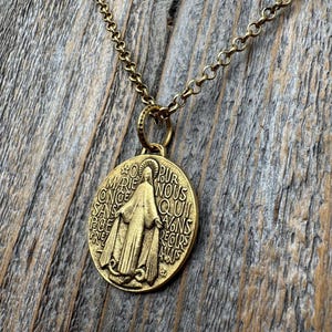 Große französische Miraculous Medaille mit Fancy Ring, antike Replik signiert von PCH & JB, Medaillon aus Frankreich MM1