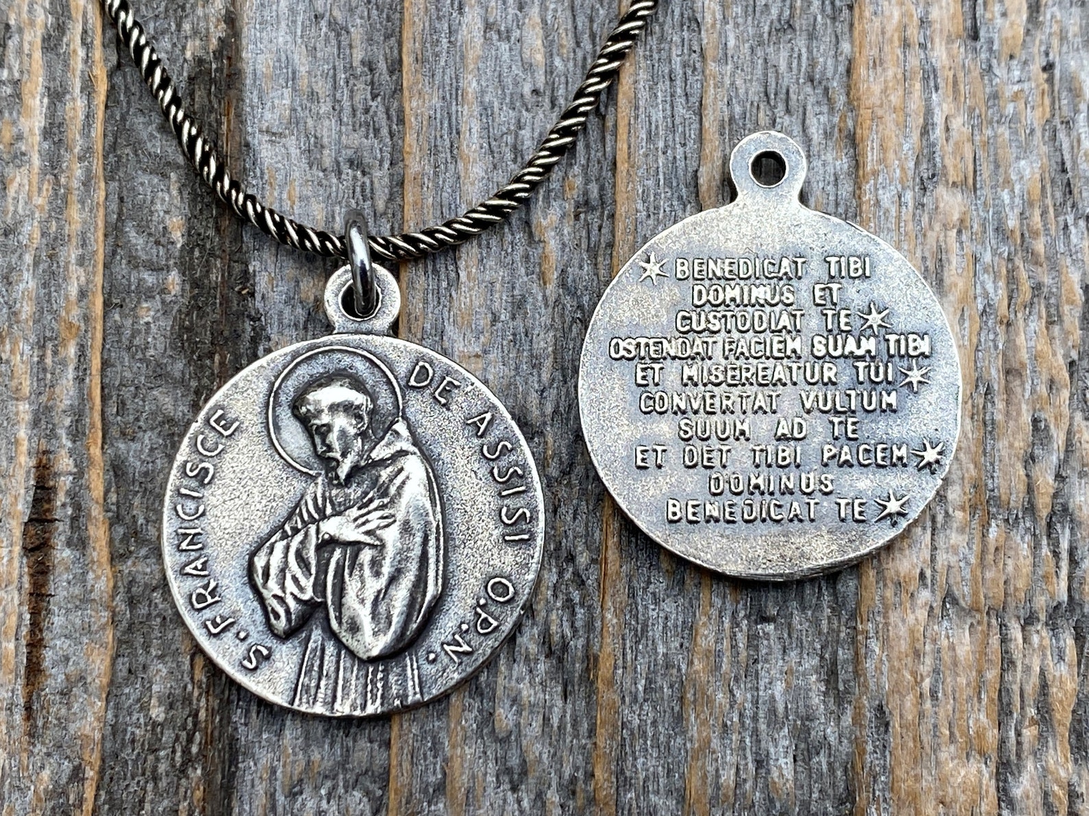 Sterling Silver St Francis of Assisi Blessing Medal Pendant on Necklace ...