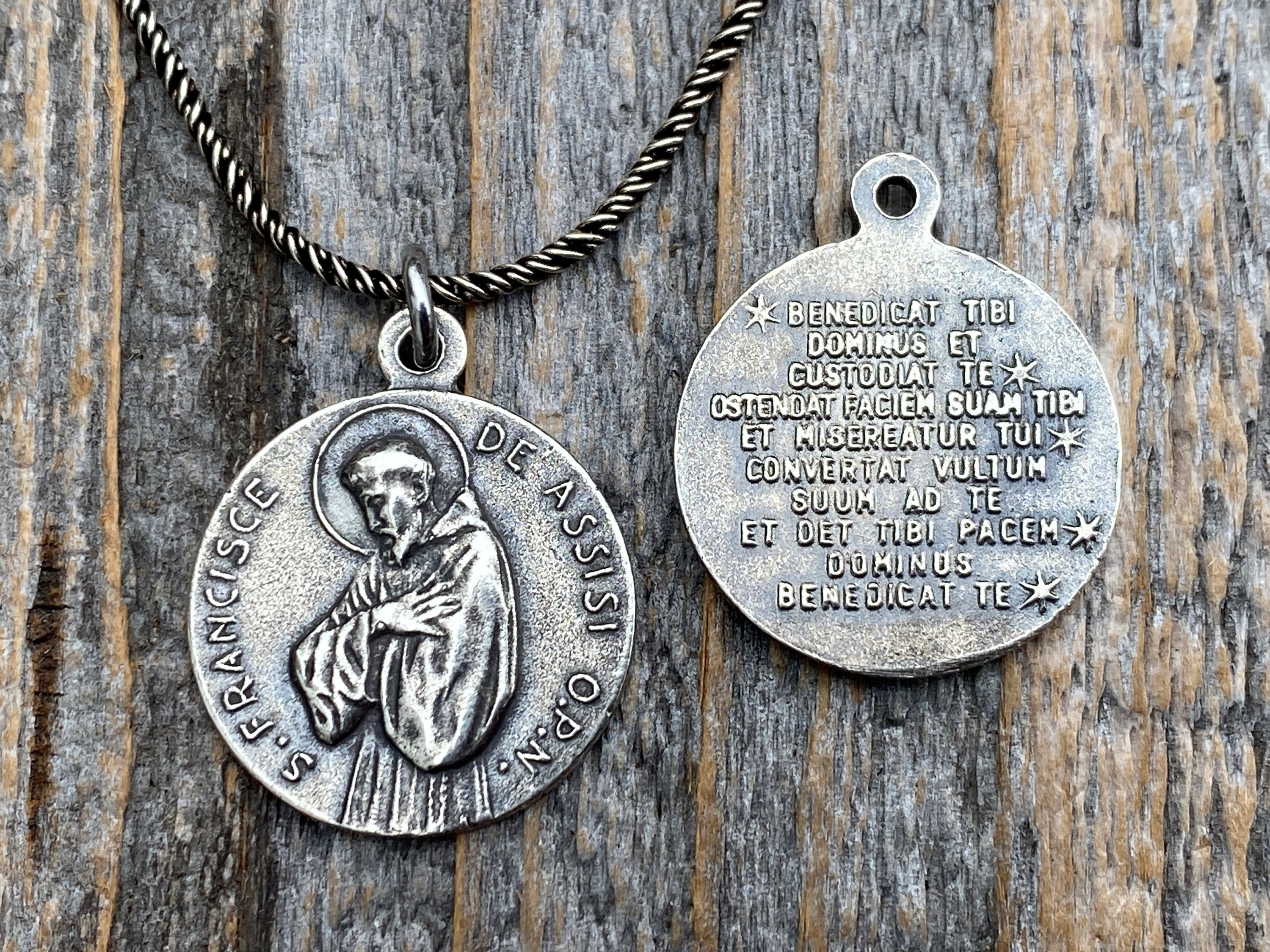 Sterling Silver St Francis of Assisi Blessing Medal Pendant on Necklace ...