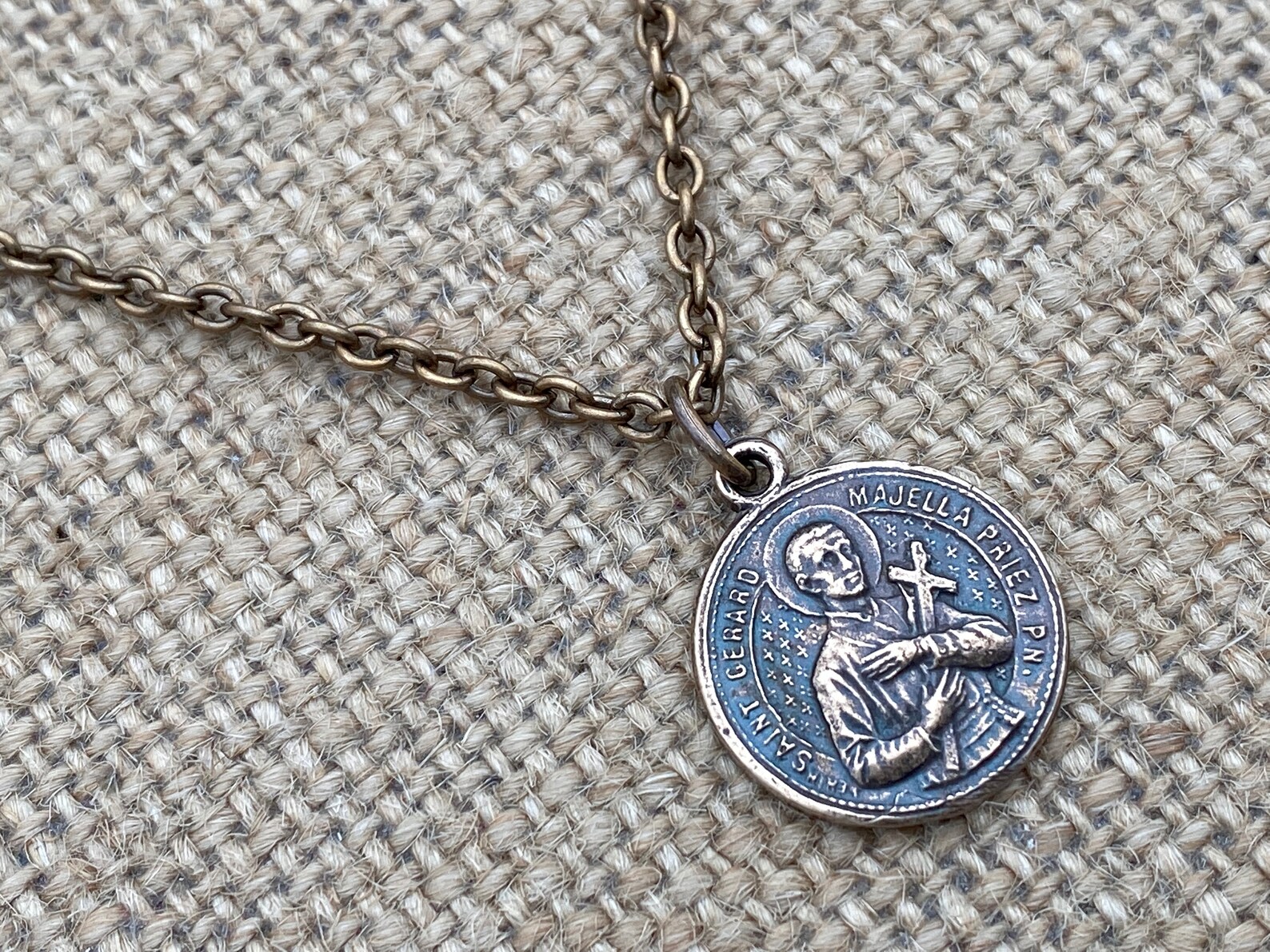Bronze Saint Gerard Majella Medal Pendant Necklace French Etsy